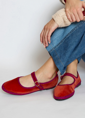 Terracotta Velvet Mary Jane Flats | Sea New York