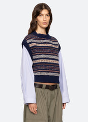 Navy Ciara Combo Top | Sea New York