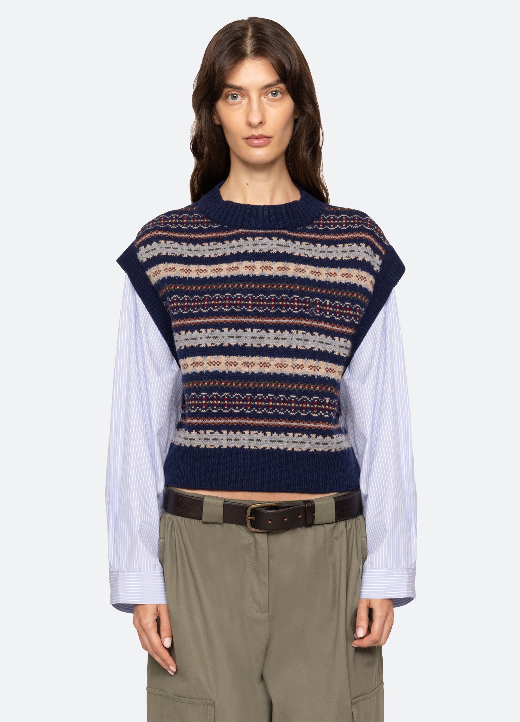 Navy Ciara Combo Top | Sea New York