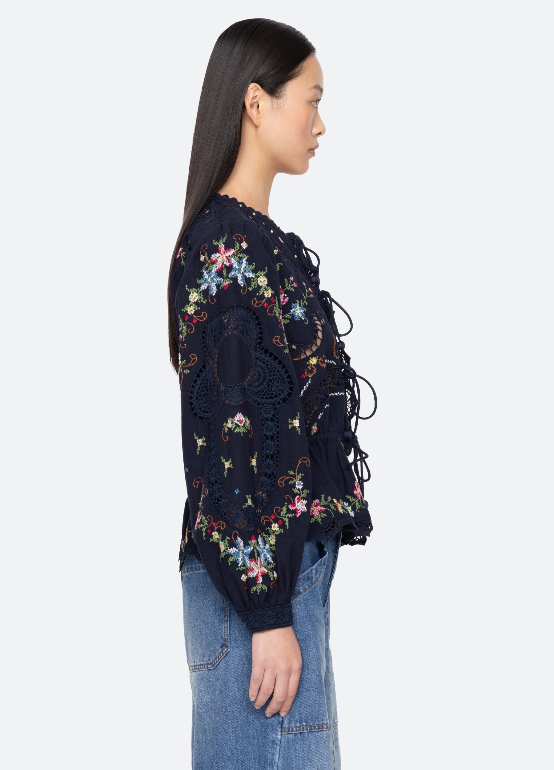 Navy Edwina L/S Top | Sea New York