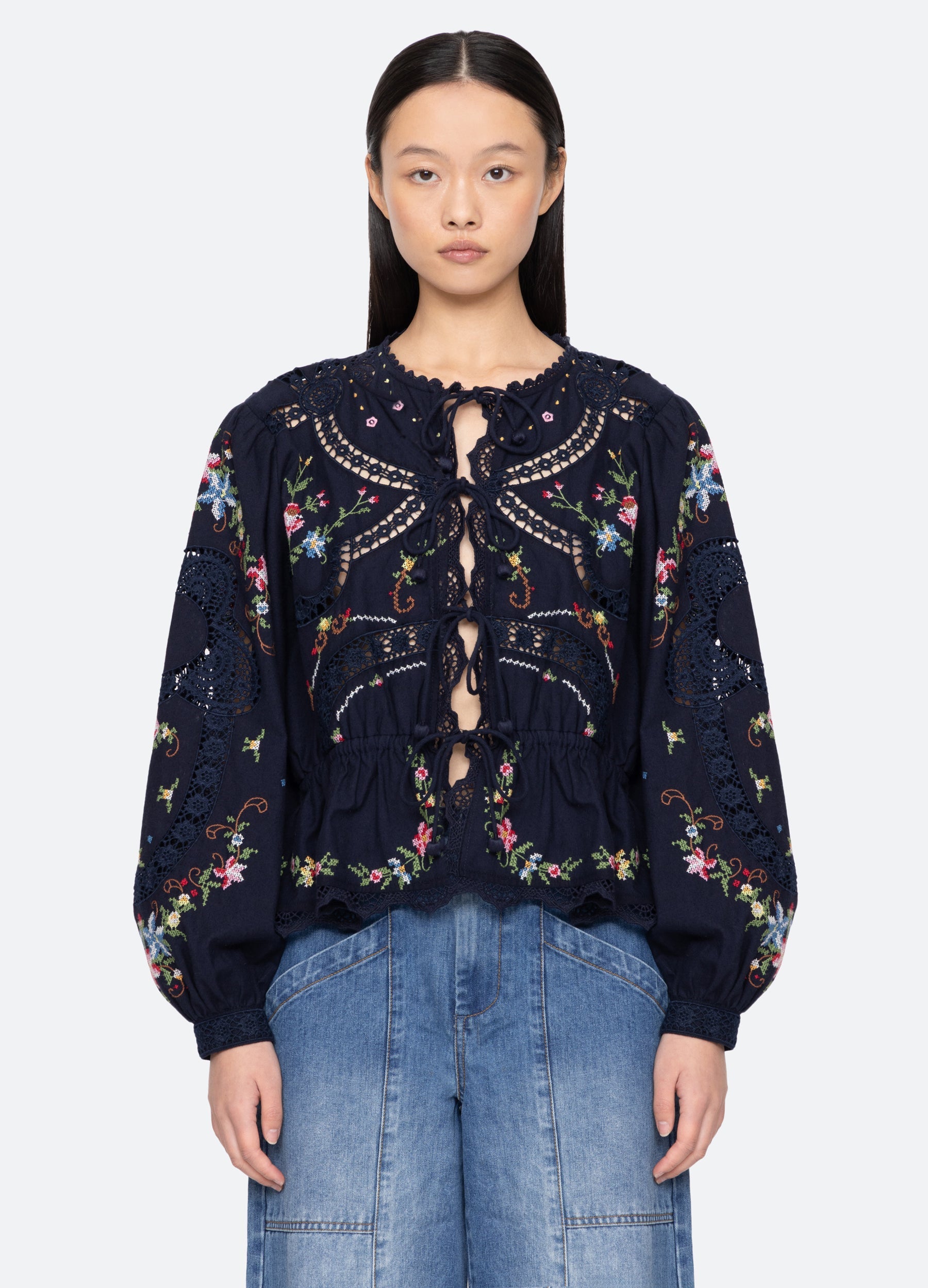 Navy Edwina L/S Top | Sea New York
