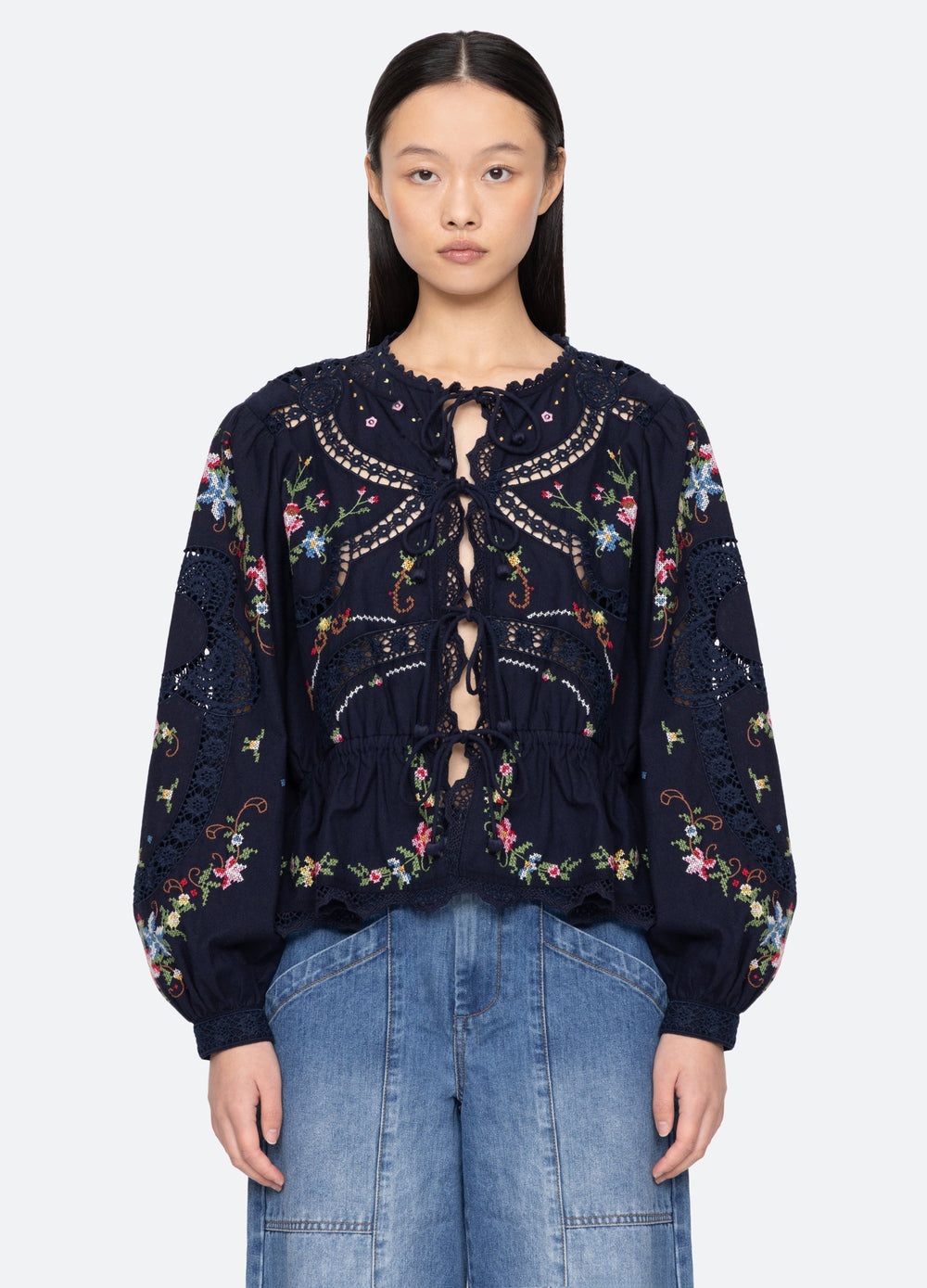 Navy Edwina L/S Top | Sea New York