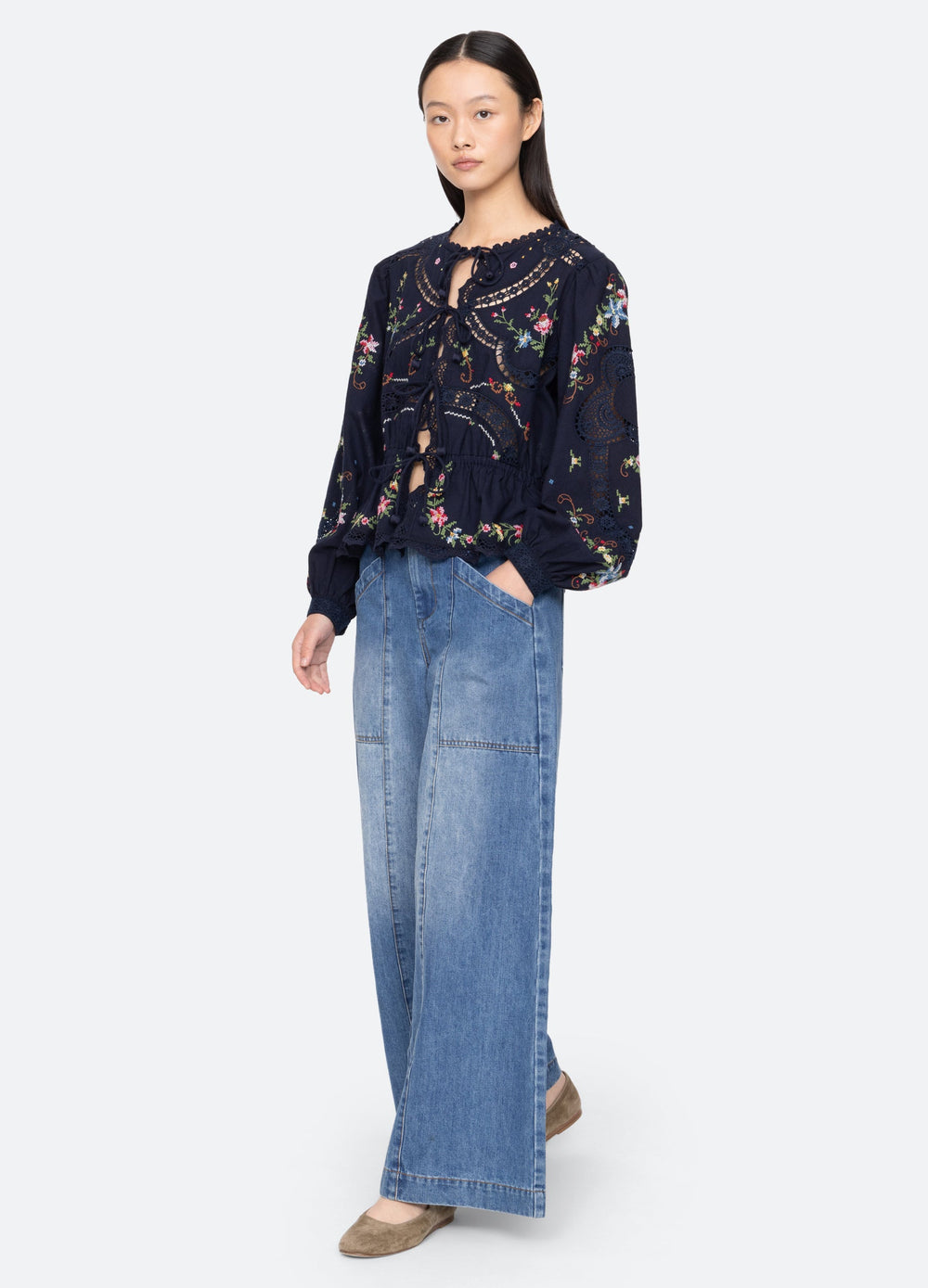 Navy Edwina L/S Top | Sea New York
