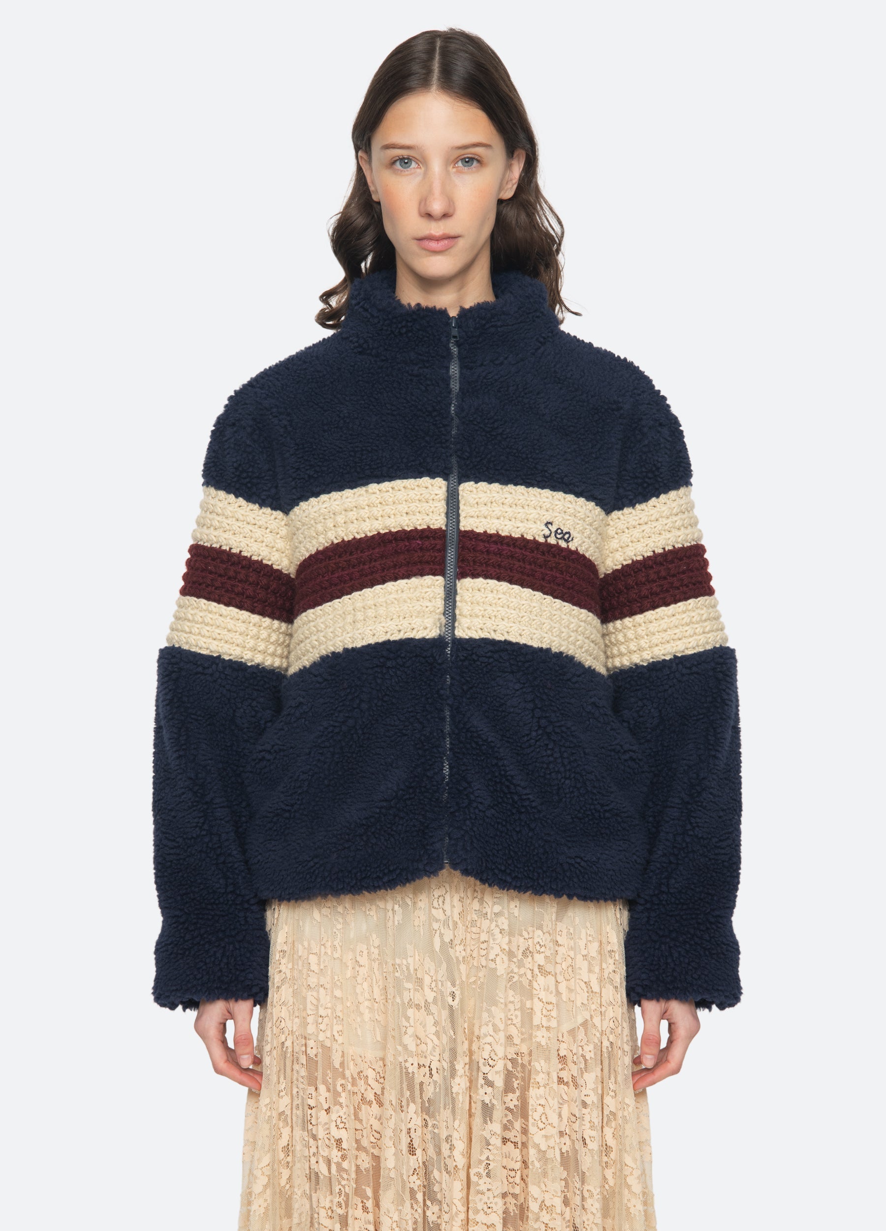 Navy Georgie Fleece Jacket | Sea New York