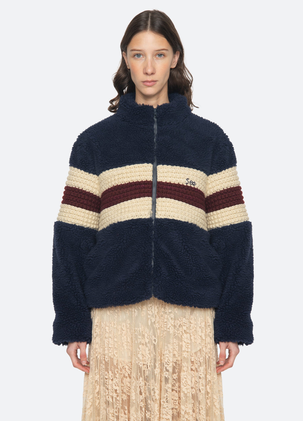 Navy Georgie Fleece Jacket | Sea New York