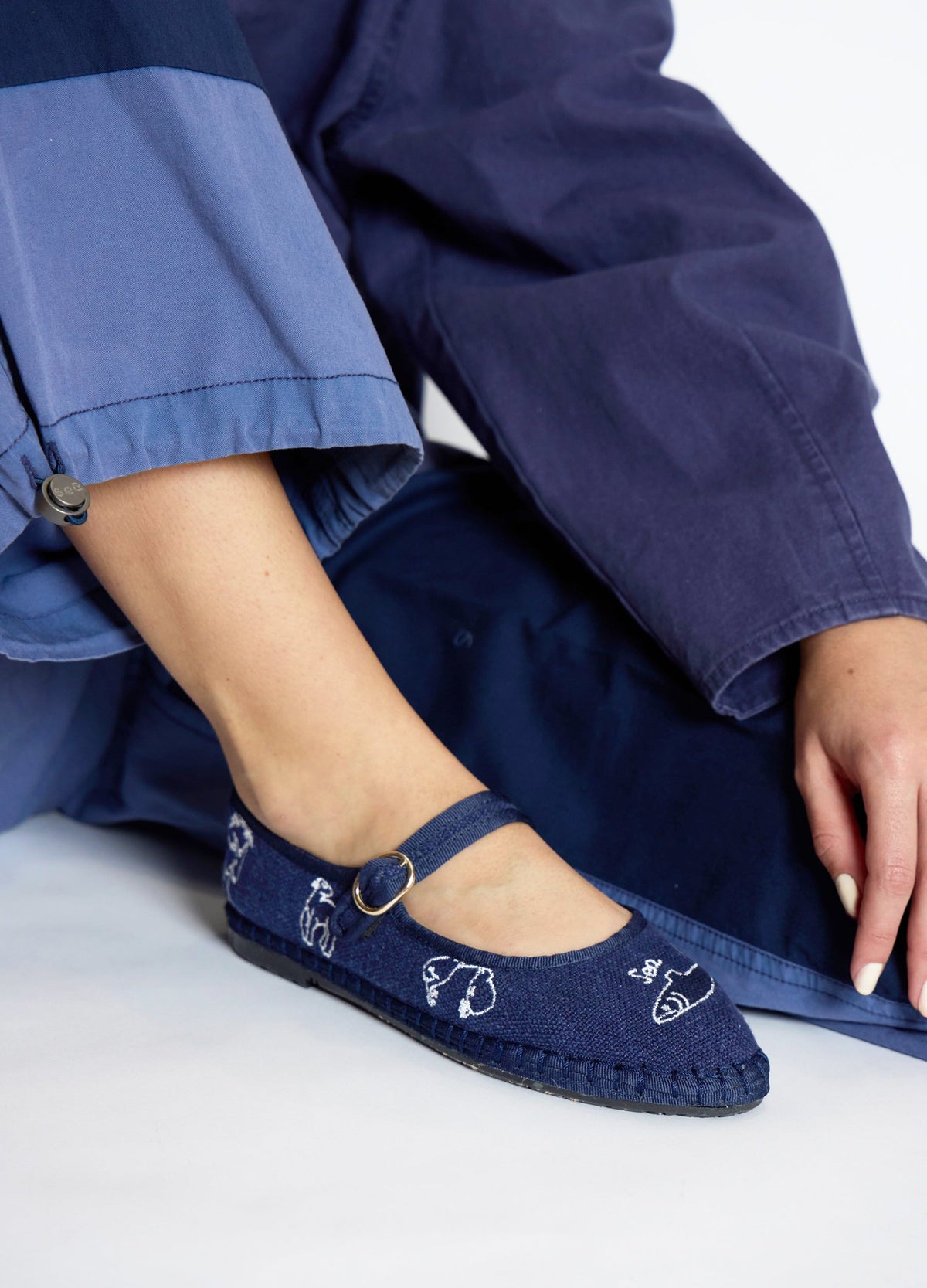 Navy Demi Mary Jane Flats | Sea New York
