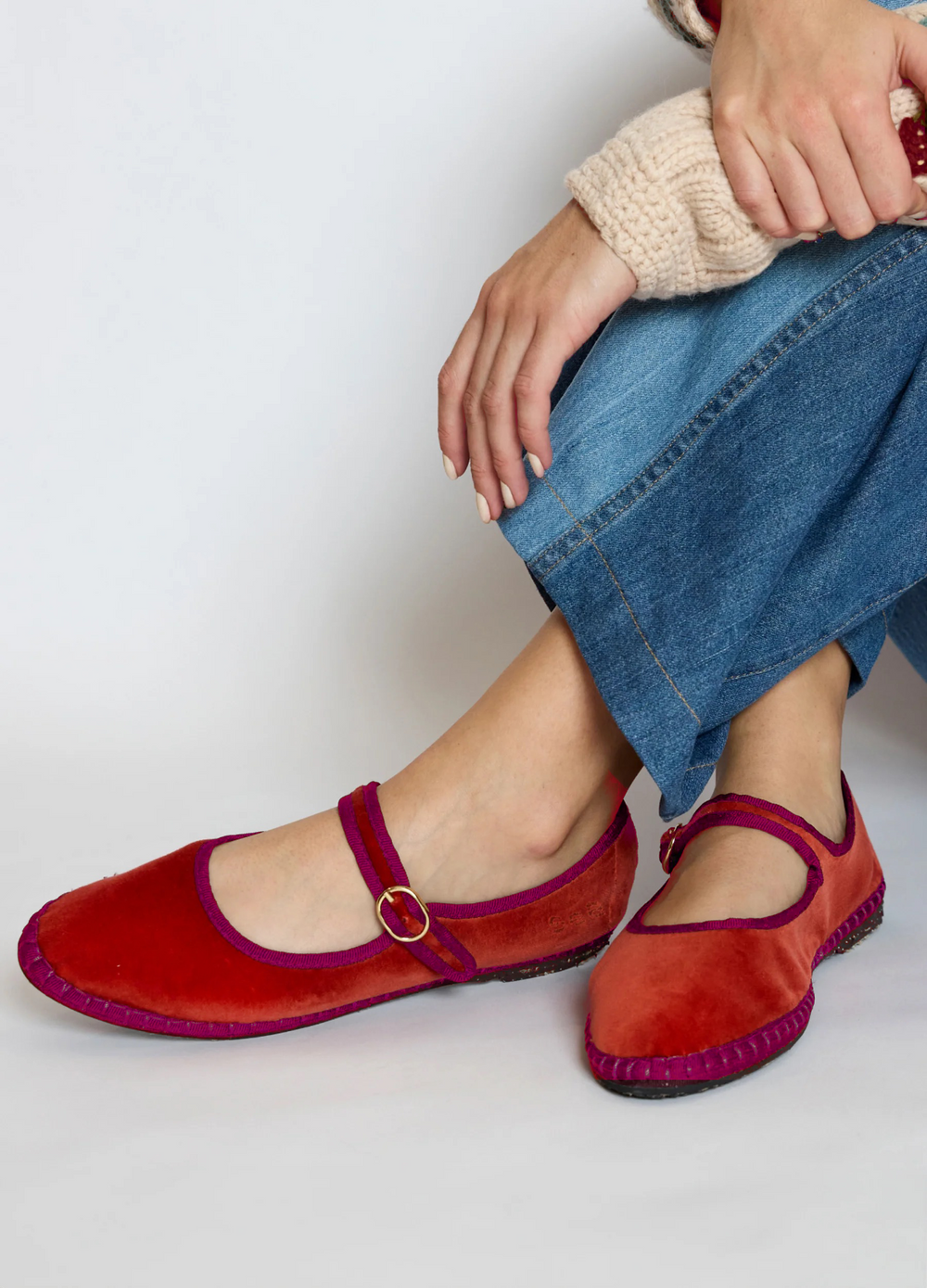 Terracotta Velvet Mary Jane Flats | Sea New York