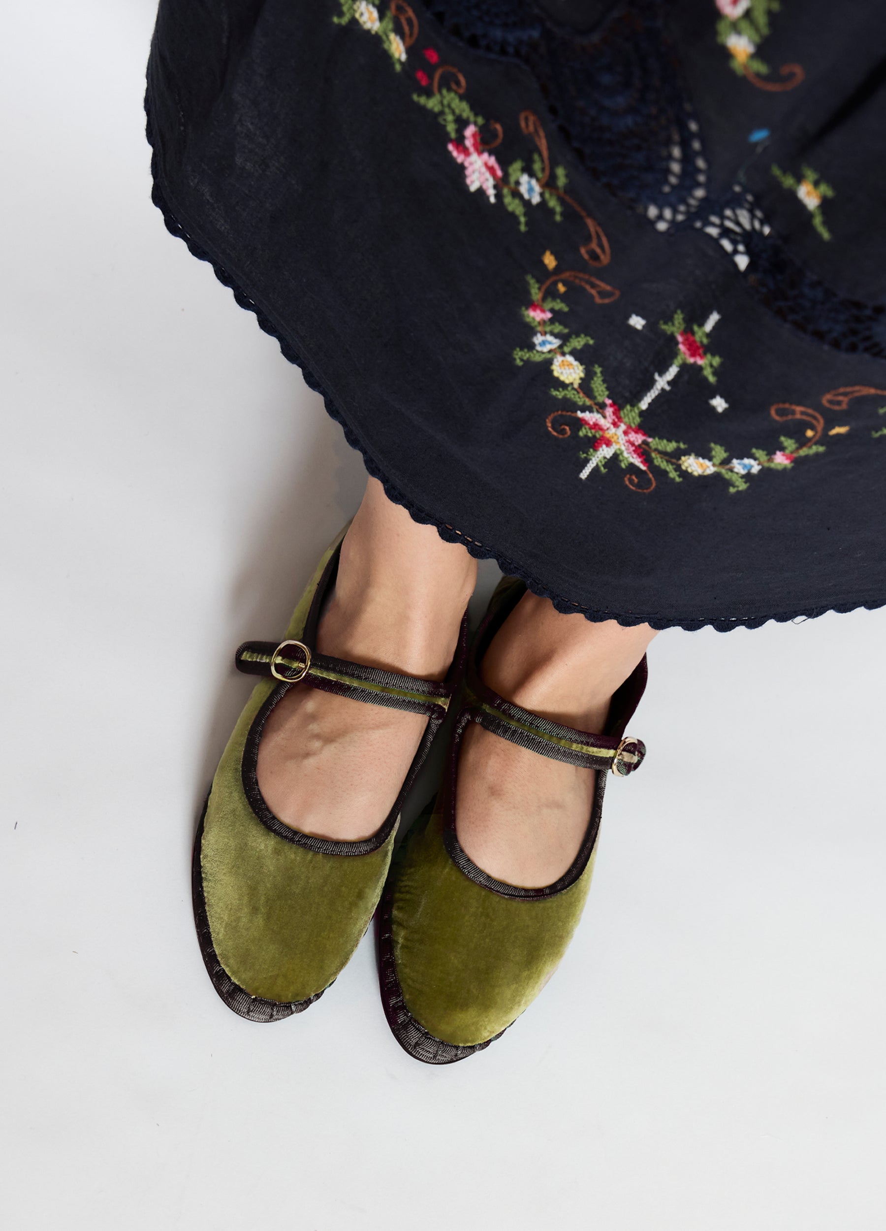 Terracotta Velvet Mary Jane Flats | Sea New York